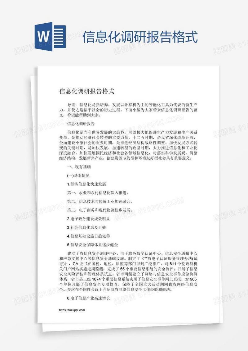 信息化调研报告格式