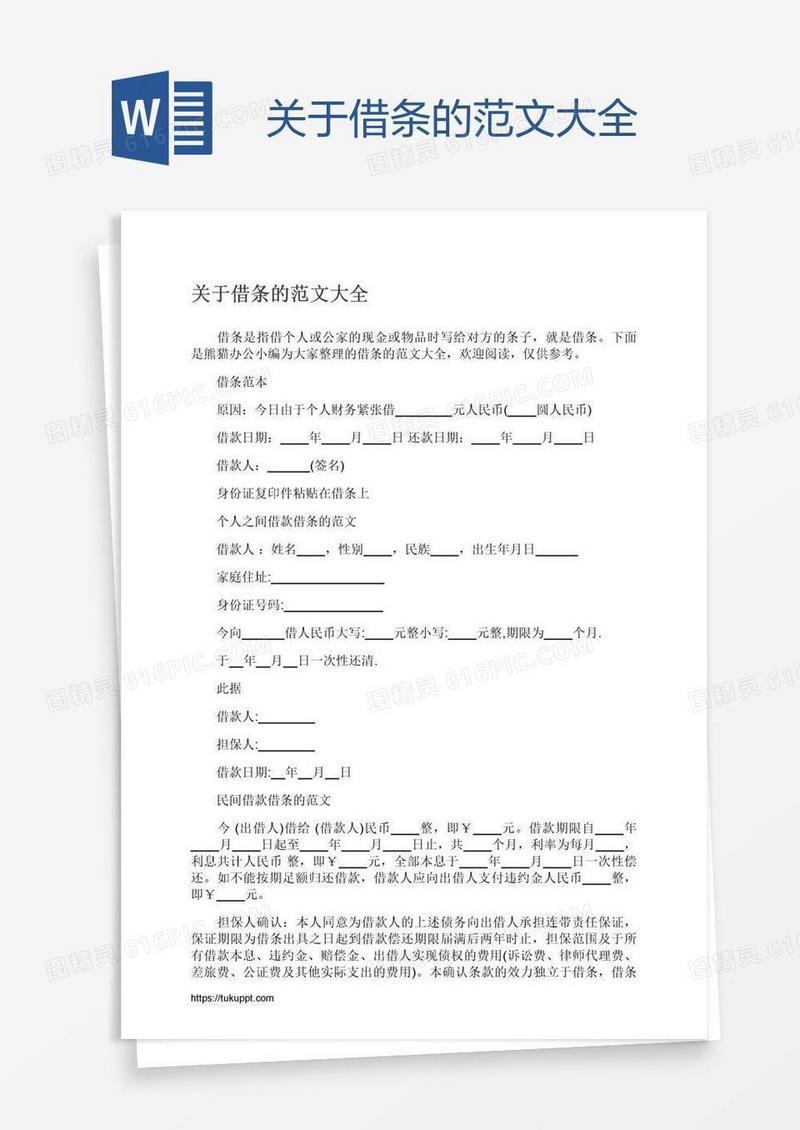 关于借条的范文大全