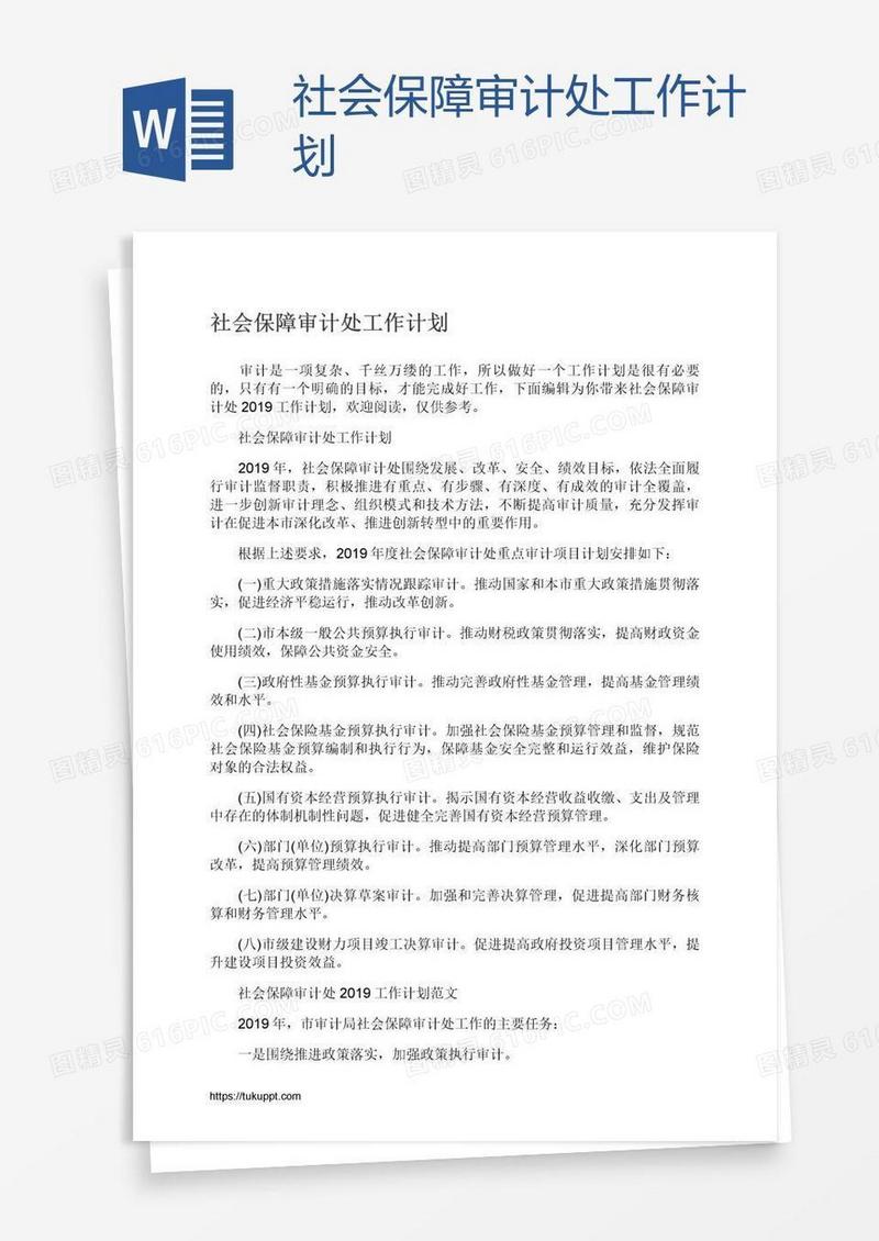社会保障审计处工作计划
