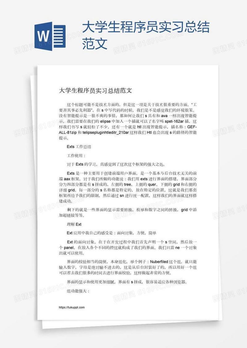 大学生程序员实习总结范文