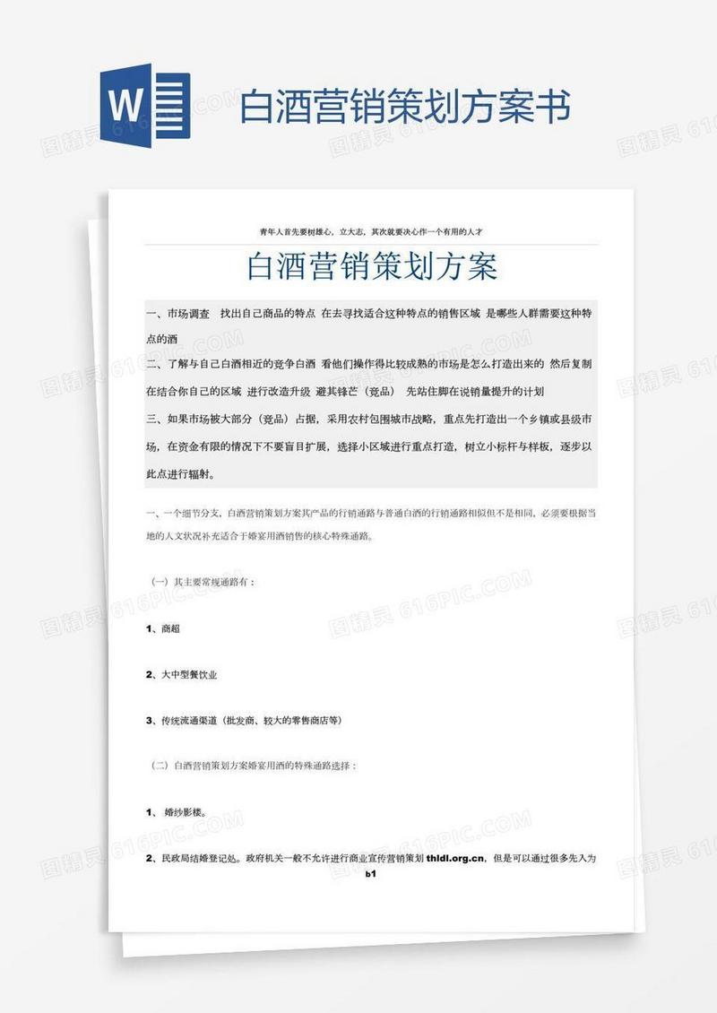 白酒营销策划方案书