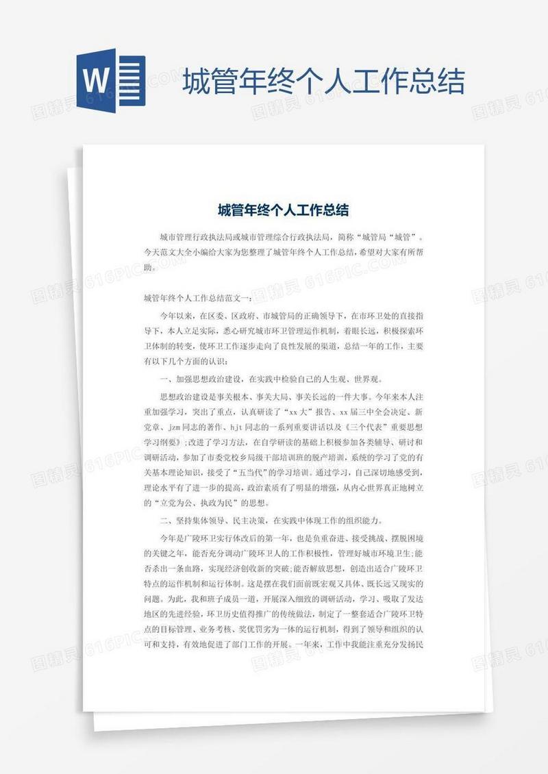 城管年终个人工作总结