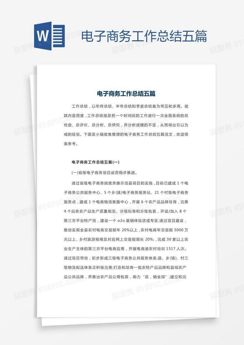 电子商务工作总结五篇