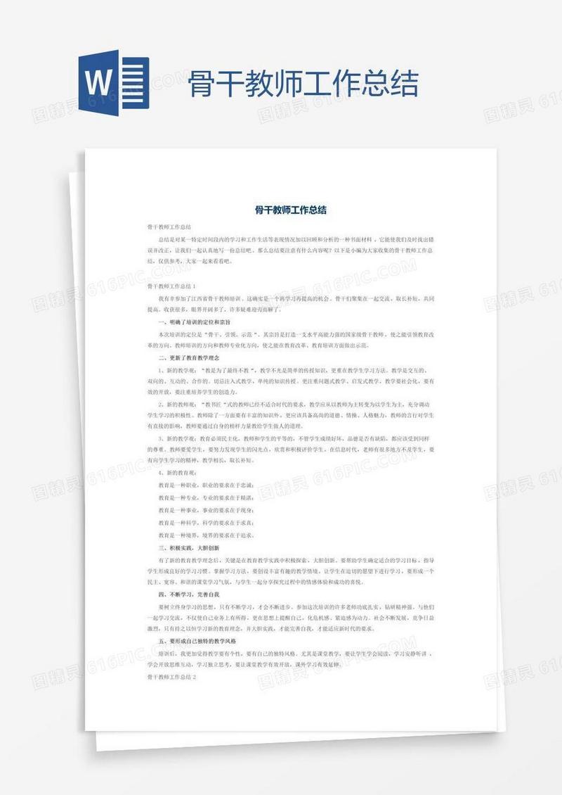 骨干教师工作总结