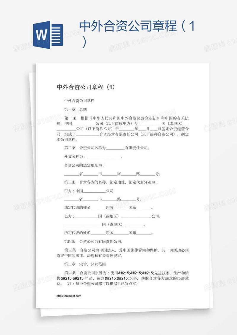 中外合资公司章程（1）