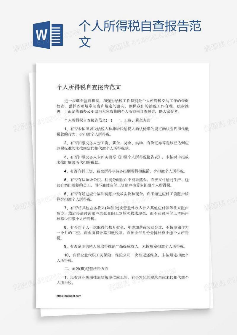 个人所得税自查报告范文