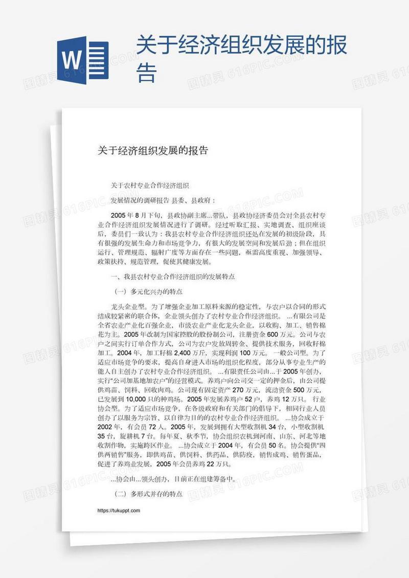 关于经济组织发展的报告