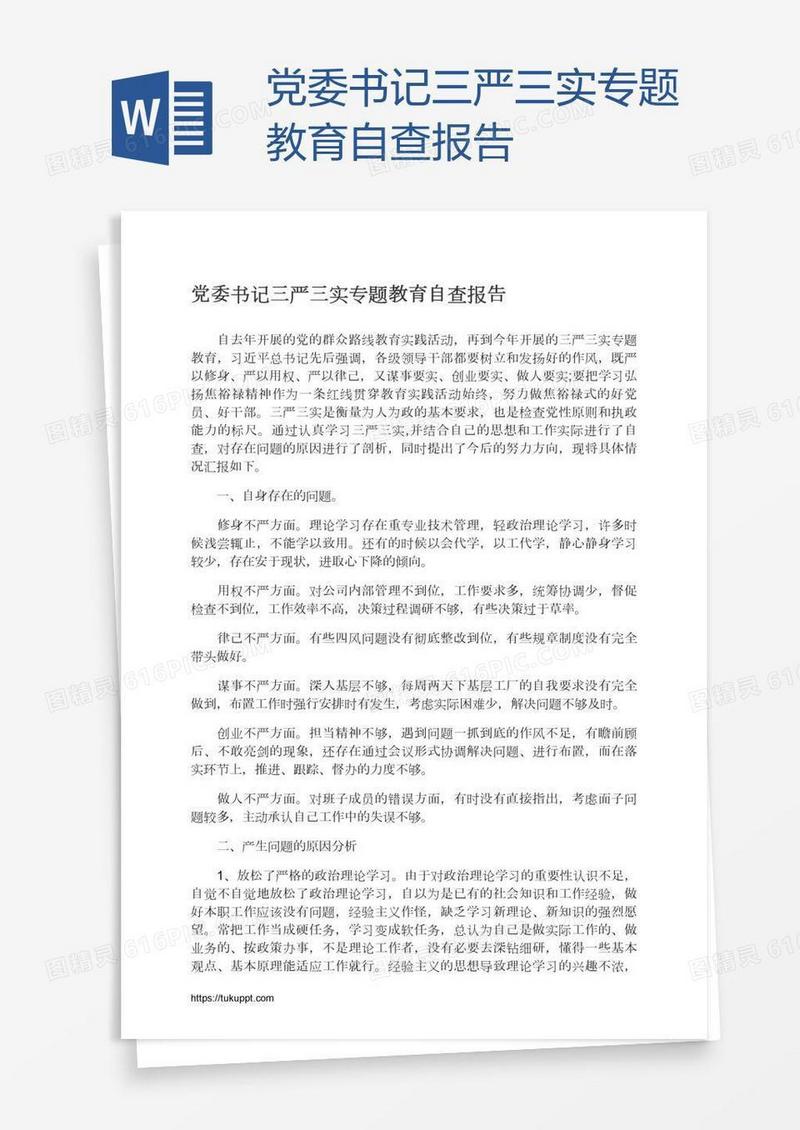 党委书记三严三实专题教育自查报告