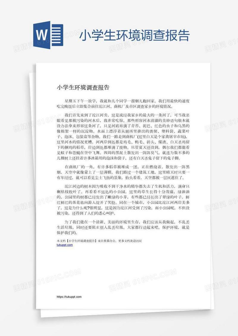 小学生环境调查报告