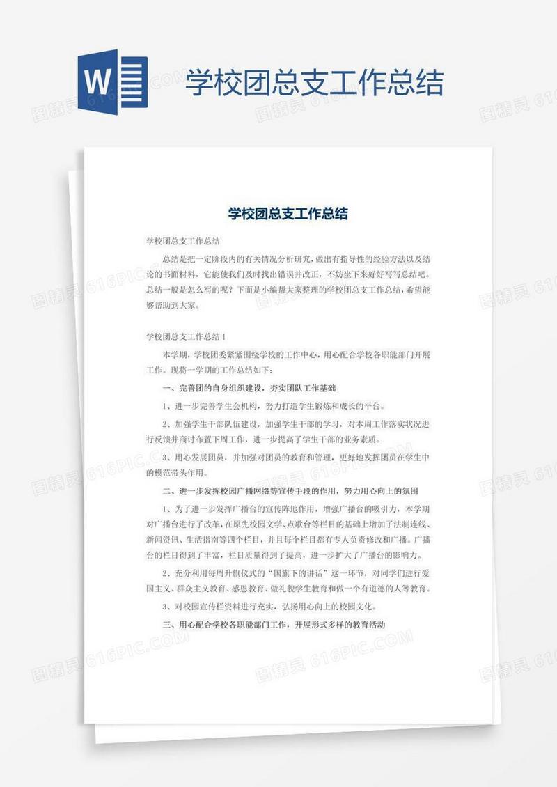 学校团总支工作总结