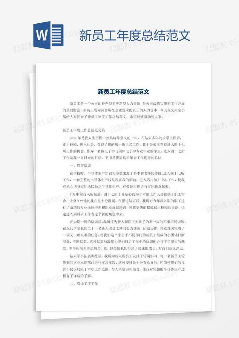 新员工年度总结范文