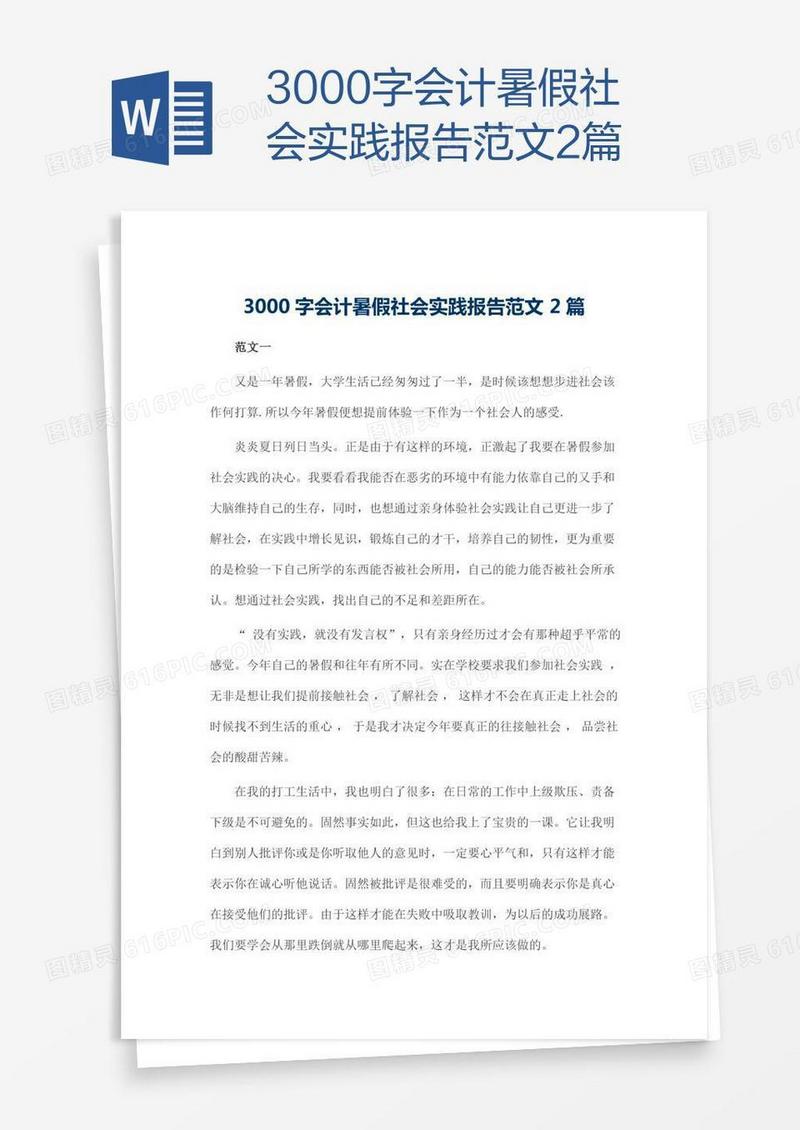 3000字会计暑假社会实践报告范文2篇