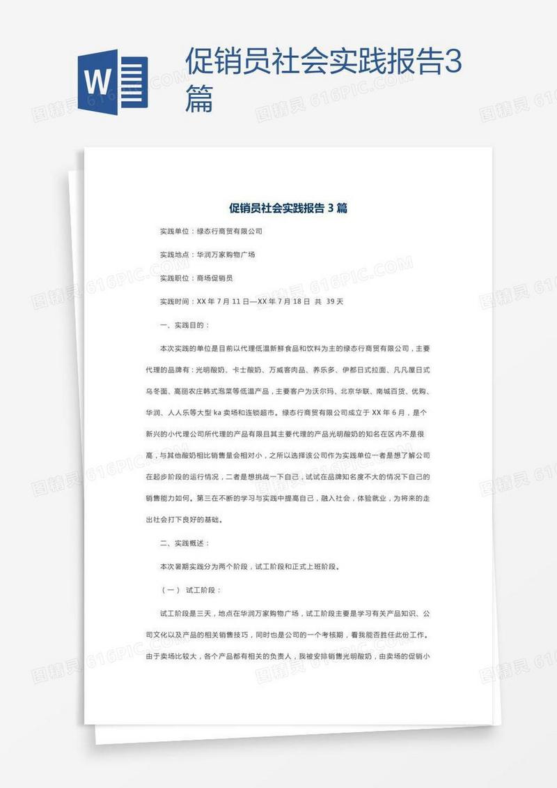 促销员社会实践报告3篇