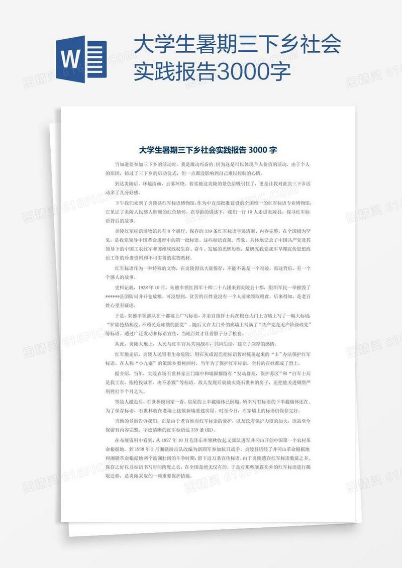 大学生暑期三下乡社会实践报告3000字