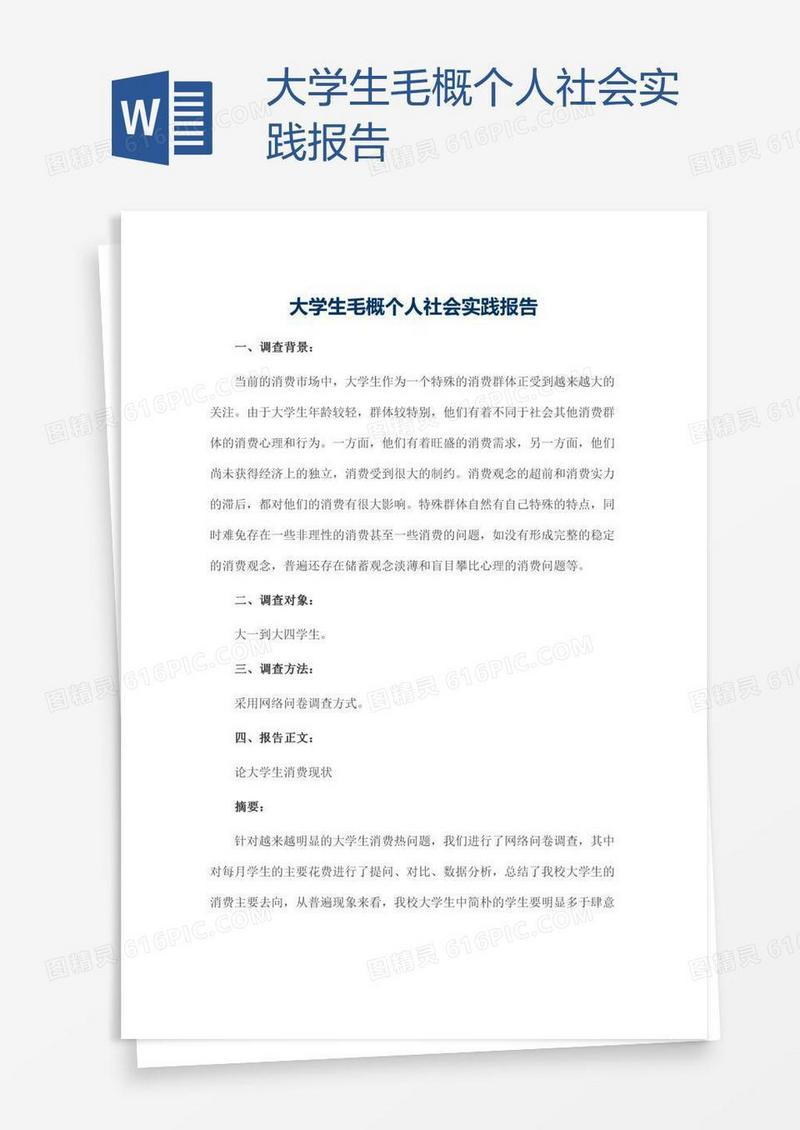 大学生毛概个人社会实践报告