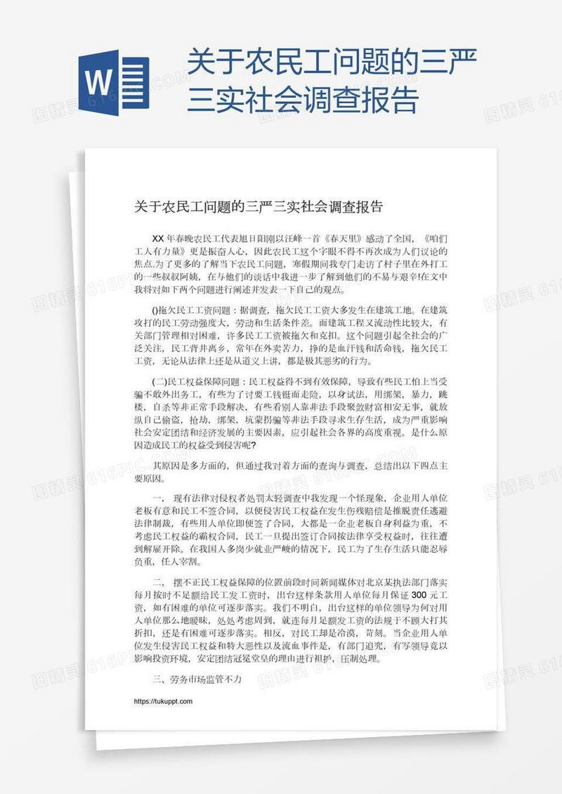 关于农民工问题的三严三实社会调查报告