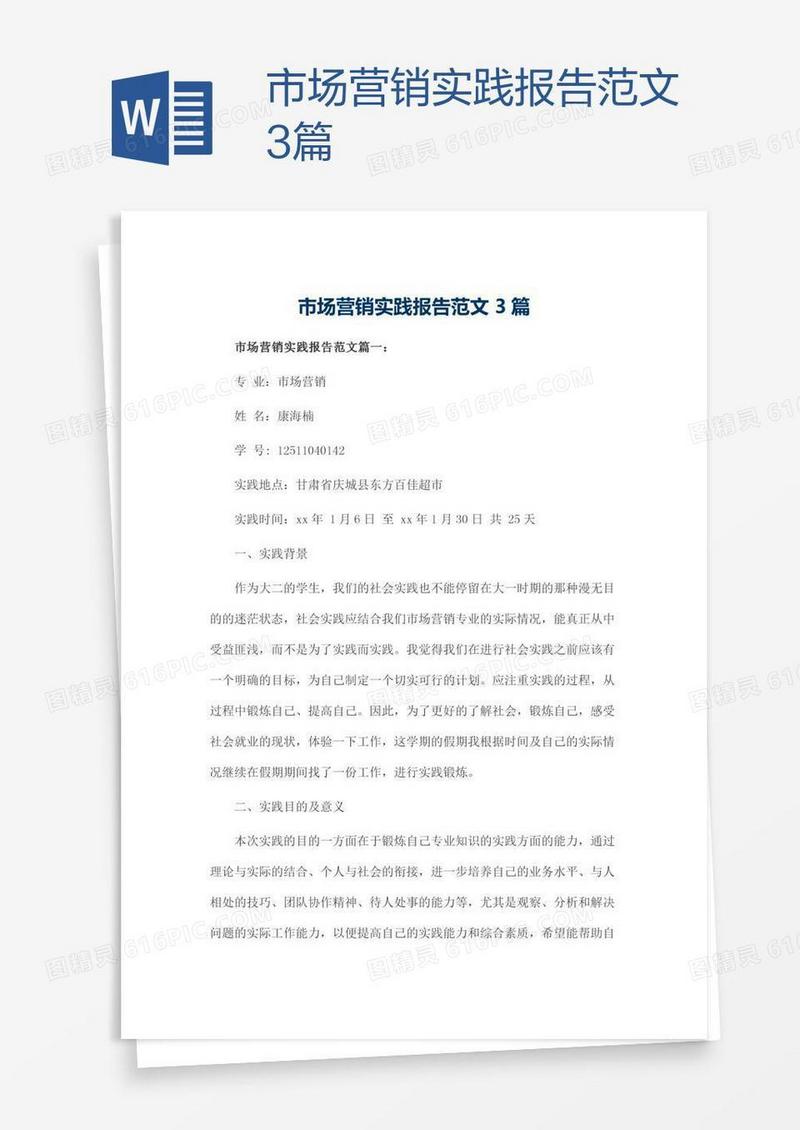 市场营销实践报告范文3篇