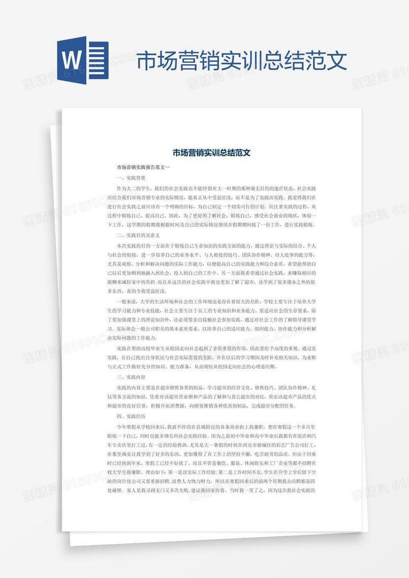 市场营销实训总结范文