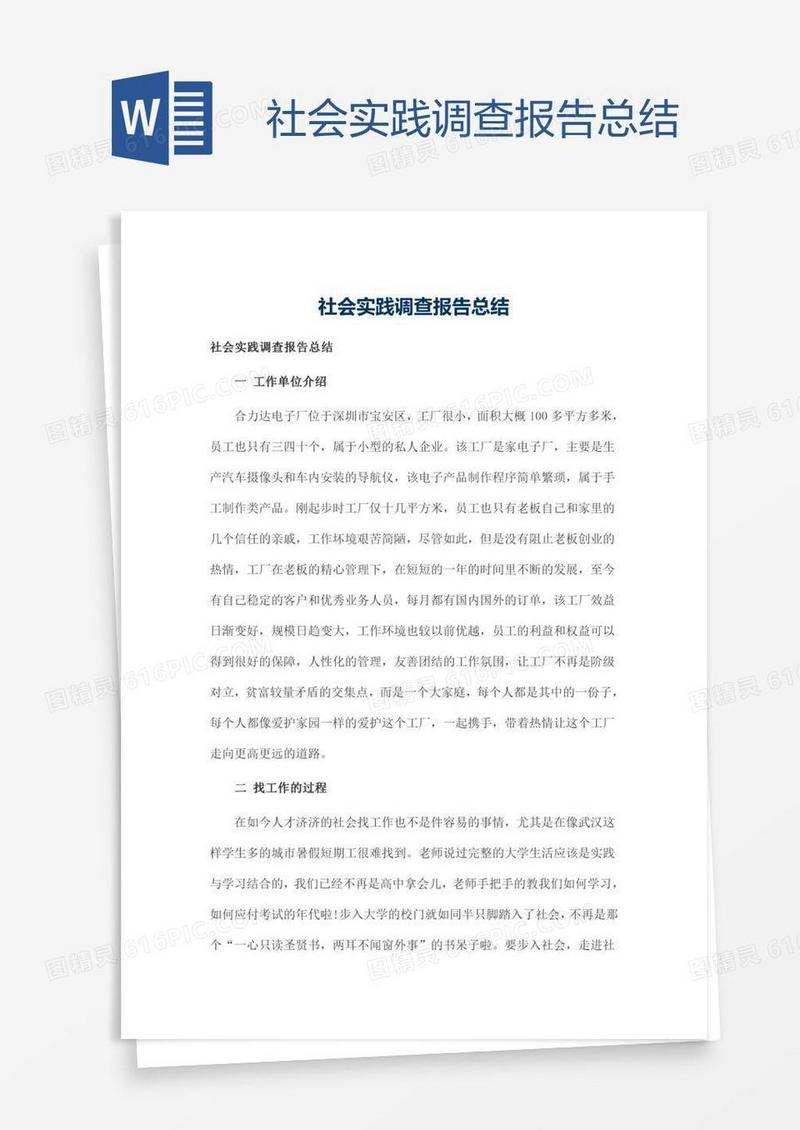 社会实践调查报告总结