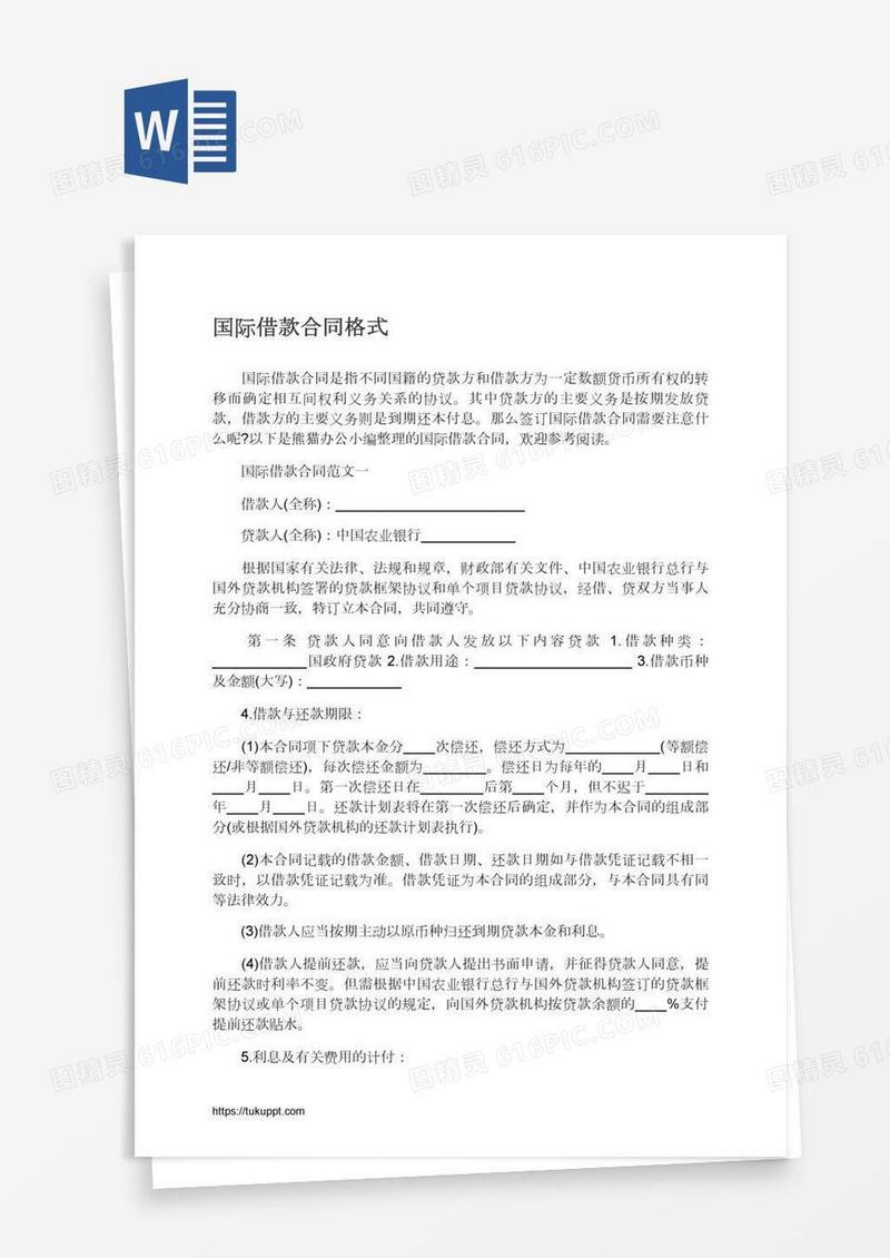 国际借款合同格式