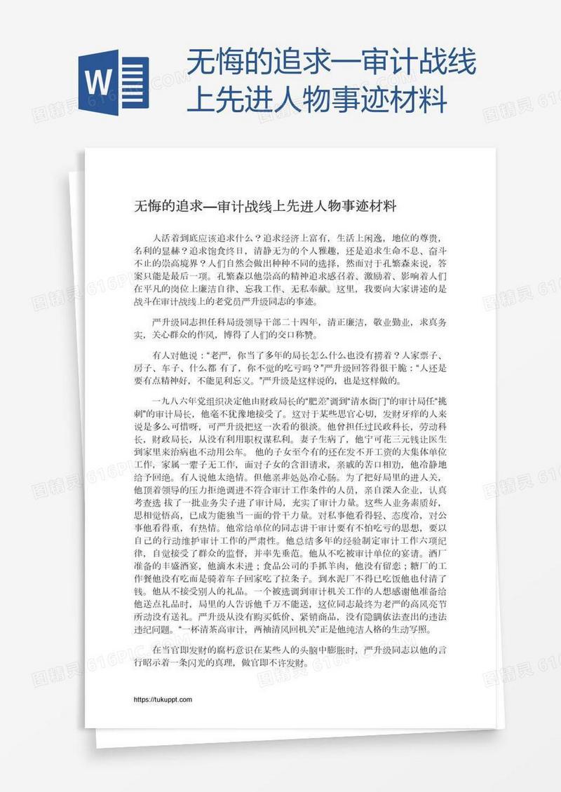 无悔的追求—审计战线上先进人物事迹材料