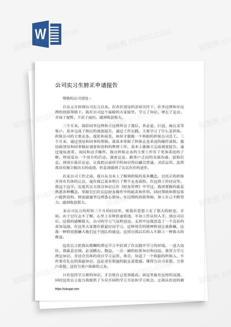 公司实习生转正申请报告
