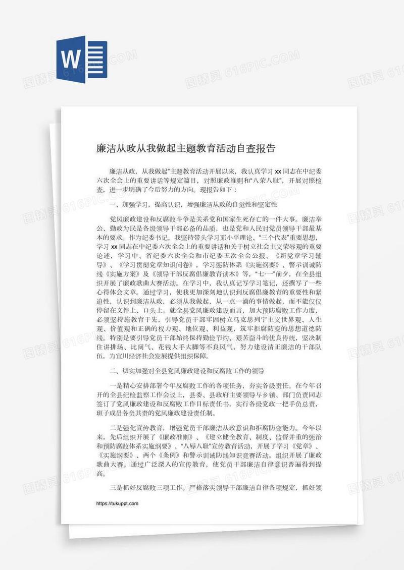 廉洁从政从我做起主题教育活动自查报告