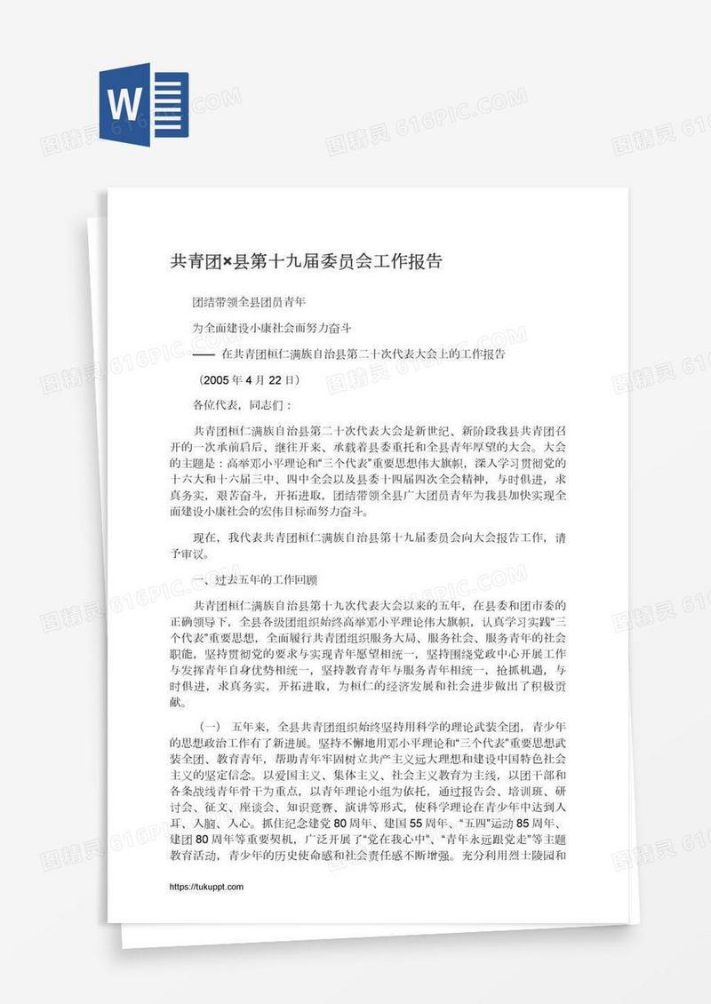共青团×县第十九届委员会工作报告