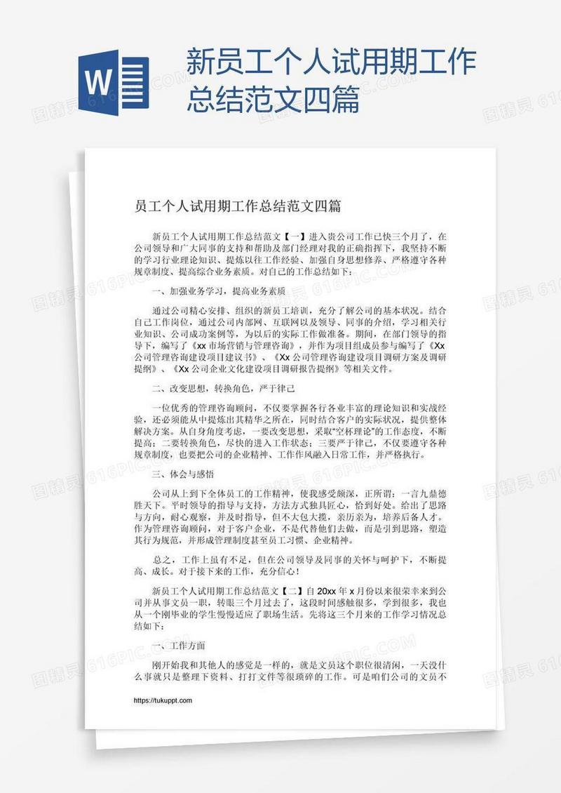 新员工个人试用期工作总结范文四篇