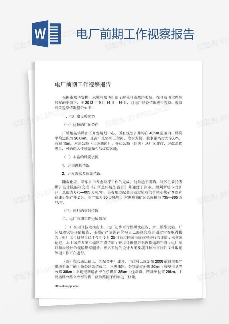 电厂前期工作视察报告