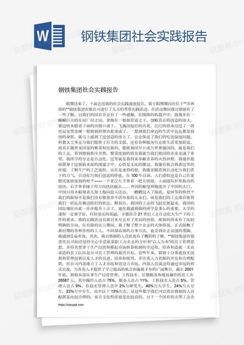 钢铁集团社会实践报告