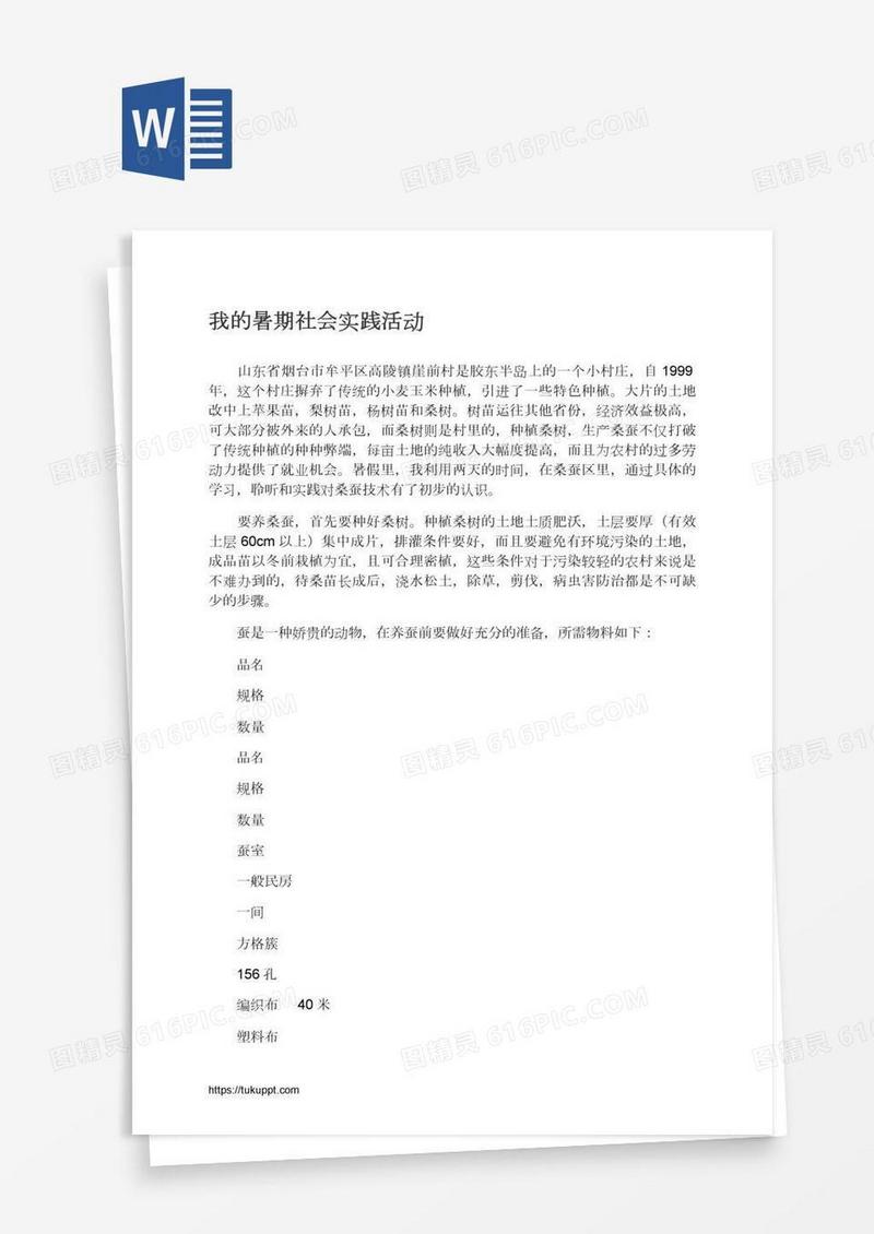 我的暑期社会实践活动
