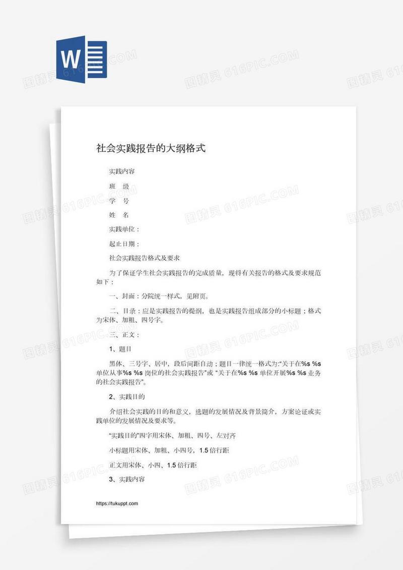 社会实践报告的大纲格式