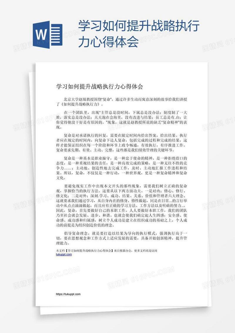 学习如何提升战略执行力心得体会