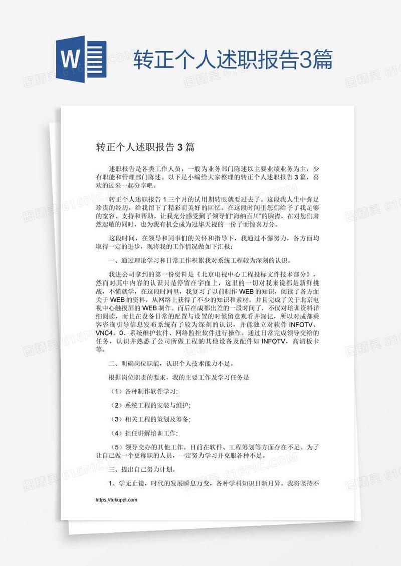 转正个人述职报告3篇