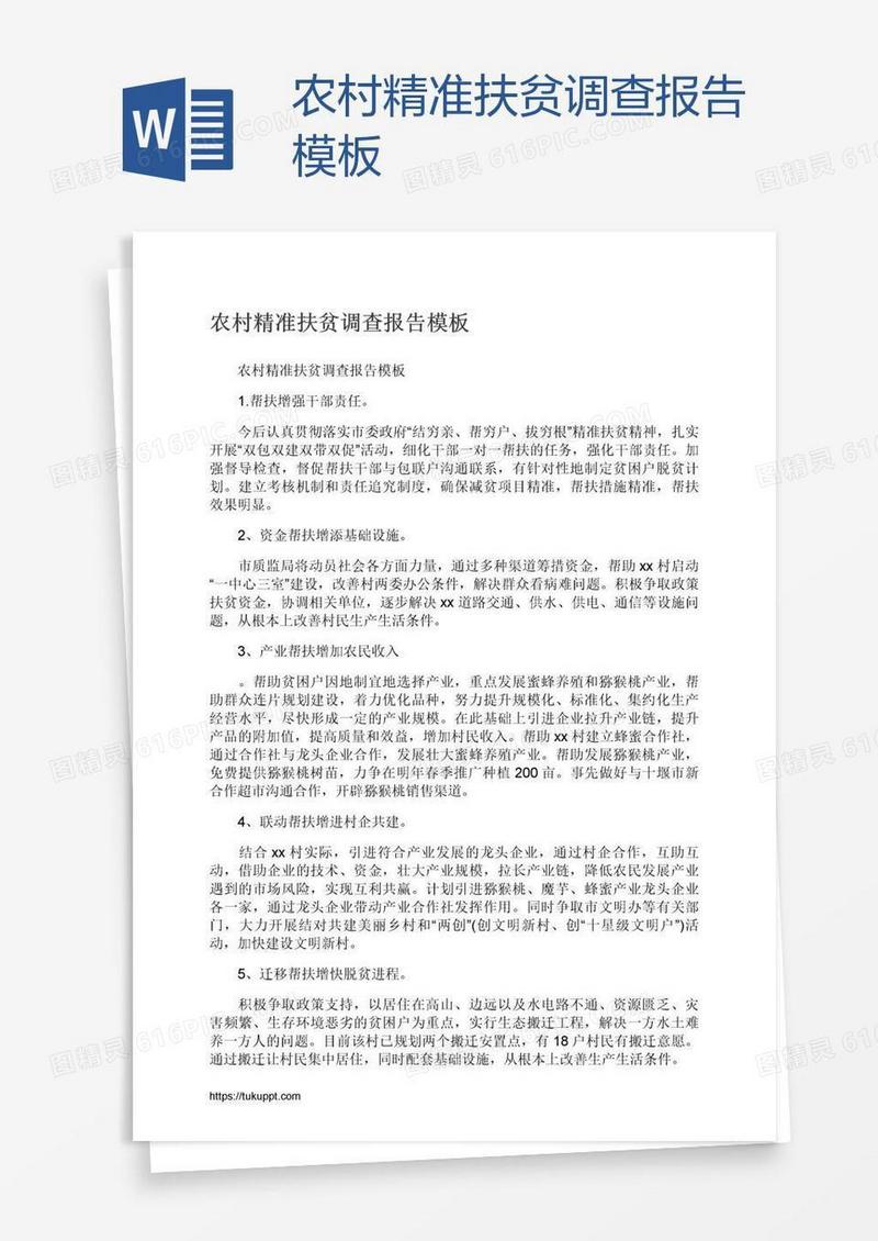 农村精准扶贫调查报告模板