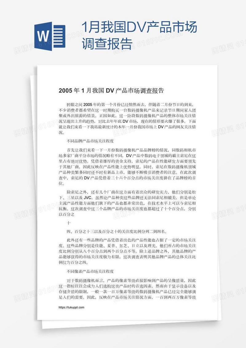 1月我国DV产品市场调查报告