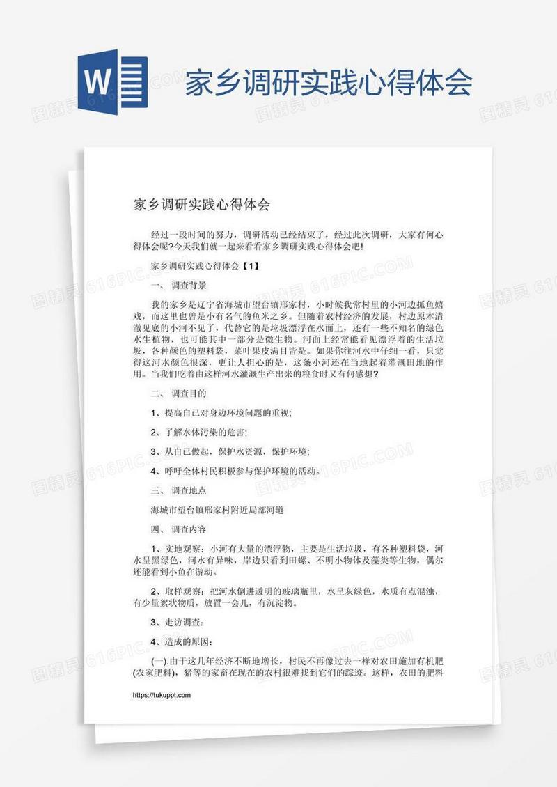 家乡调研实践心得体会