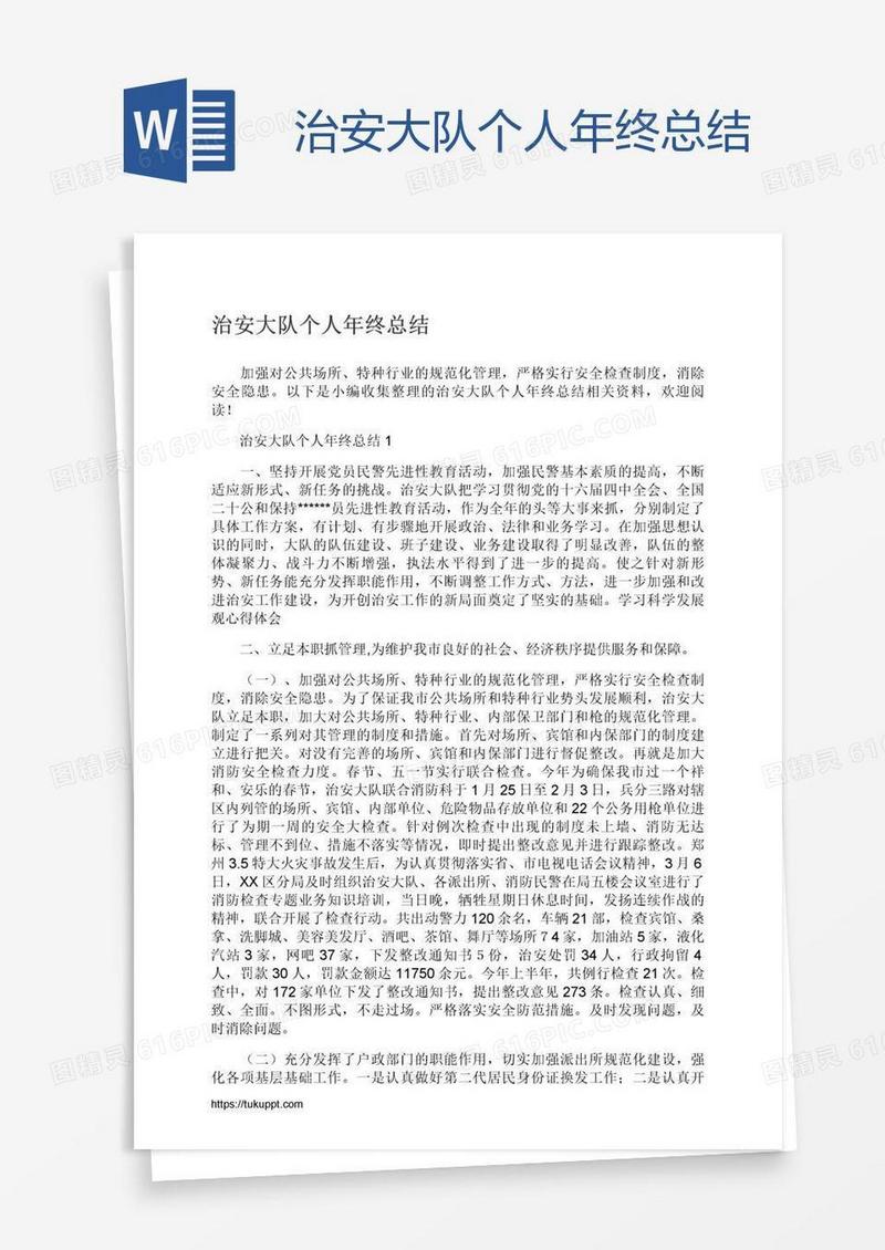 治安大队个人年终总结