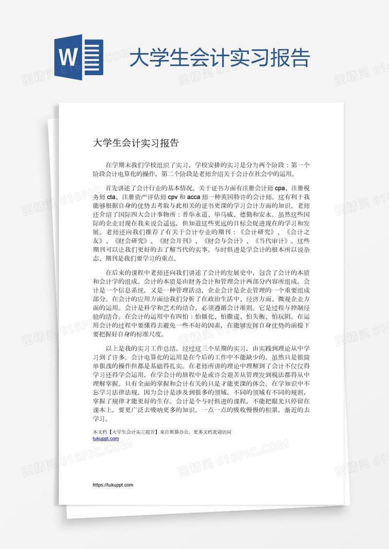 大学生会计实习报告
