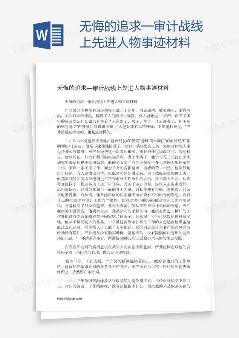 无悔的追求—审计战线上先进人物事迹材料
