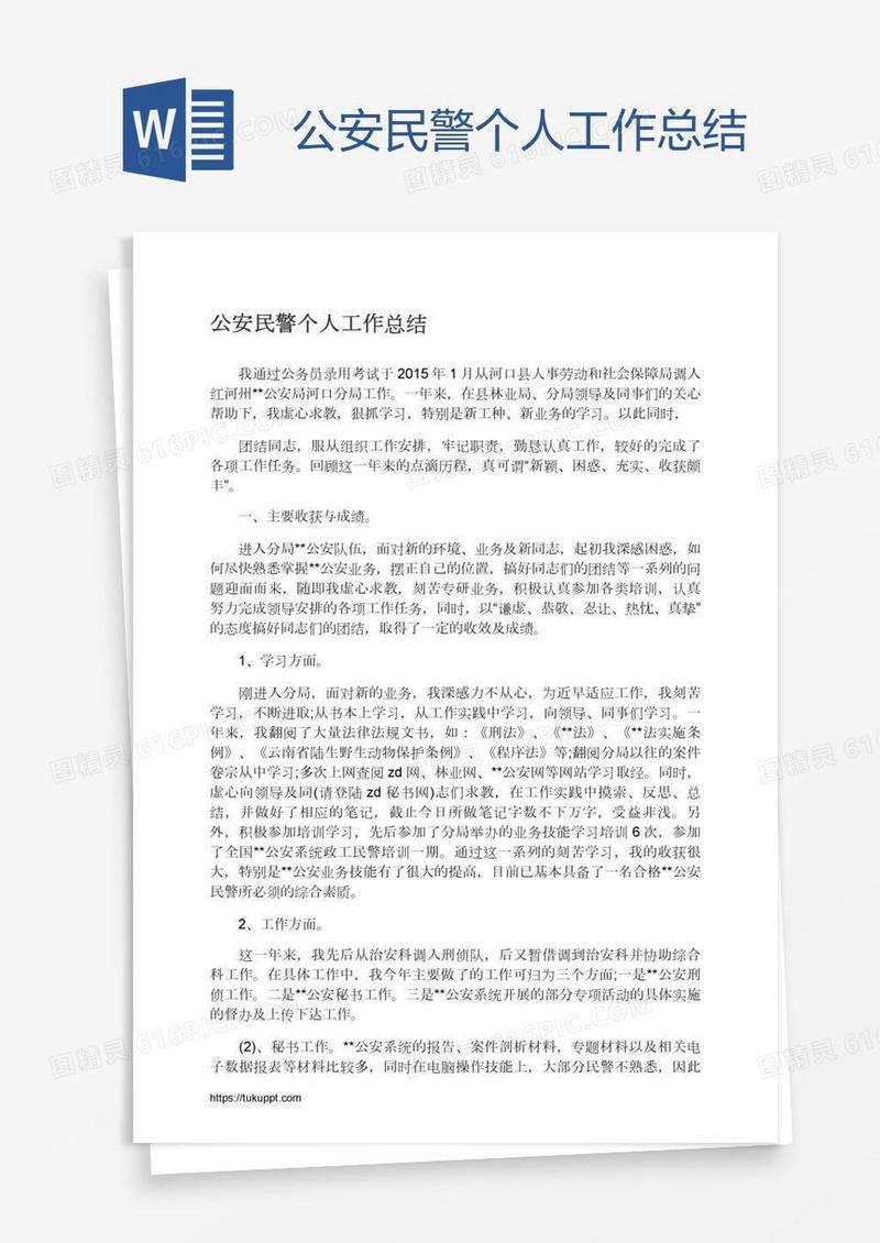 公安民警个人工作总结