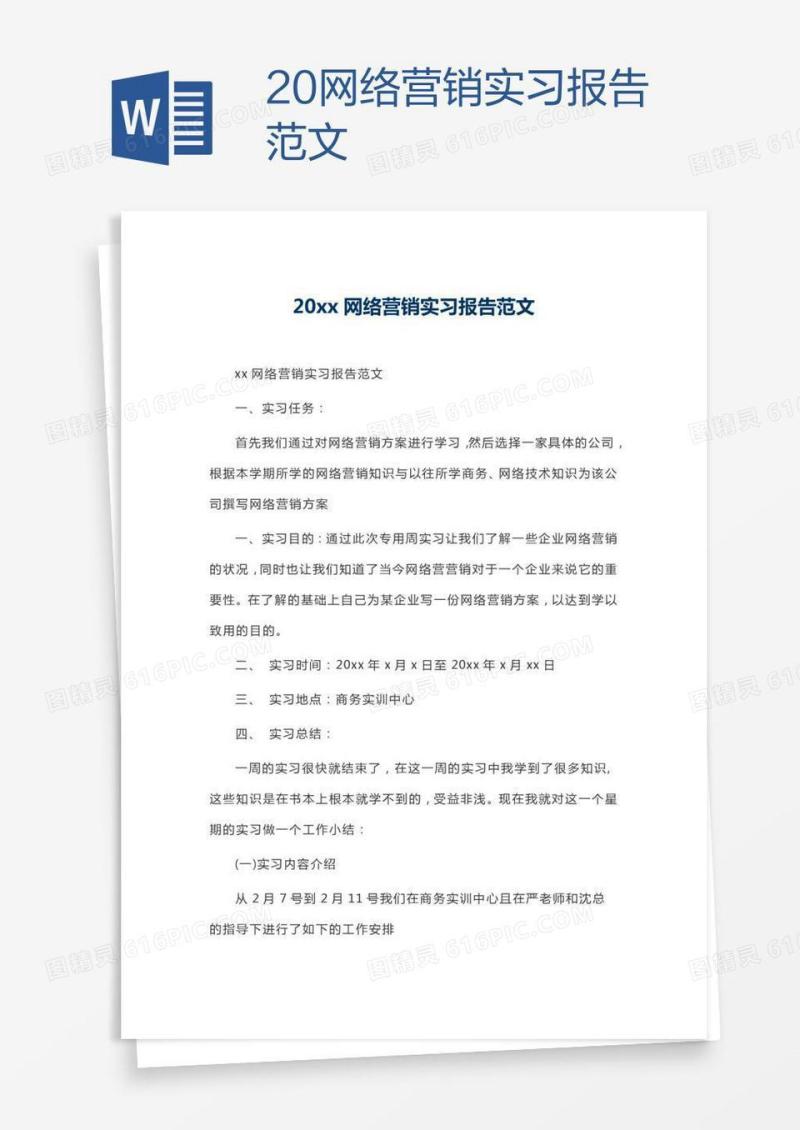 20xx网络营销实习报告范文