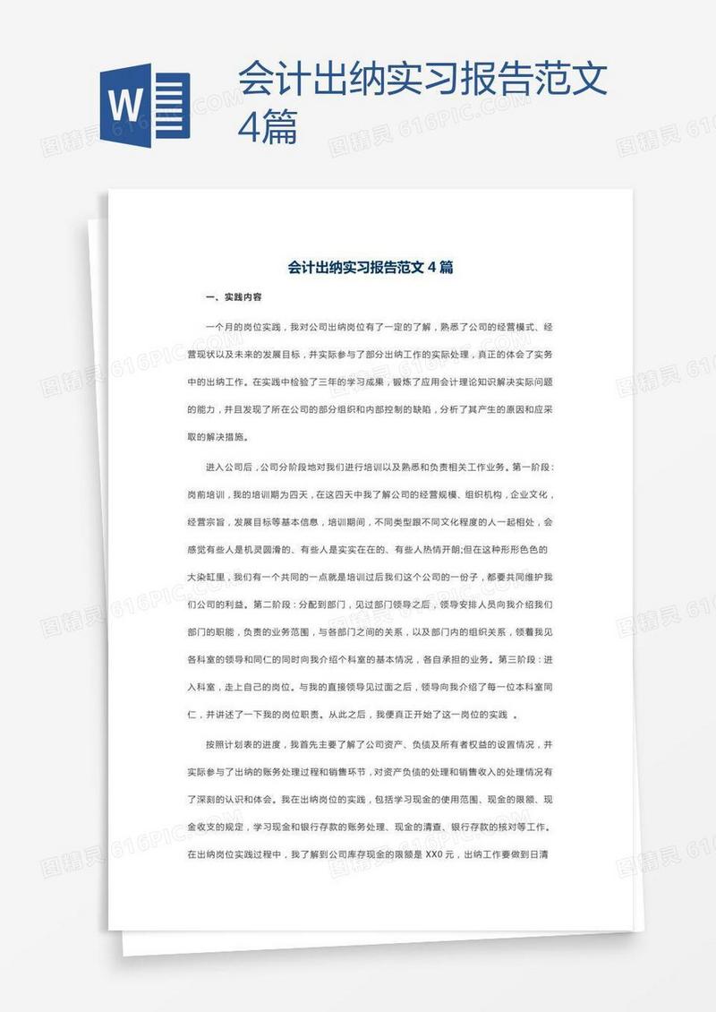 会计出纳实习报告范文4篇