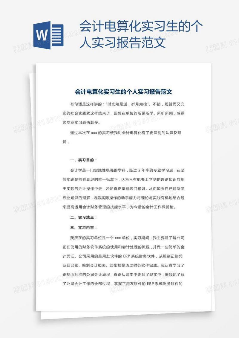 会计电算化实习生的个人实习报告范文