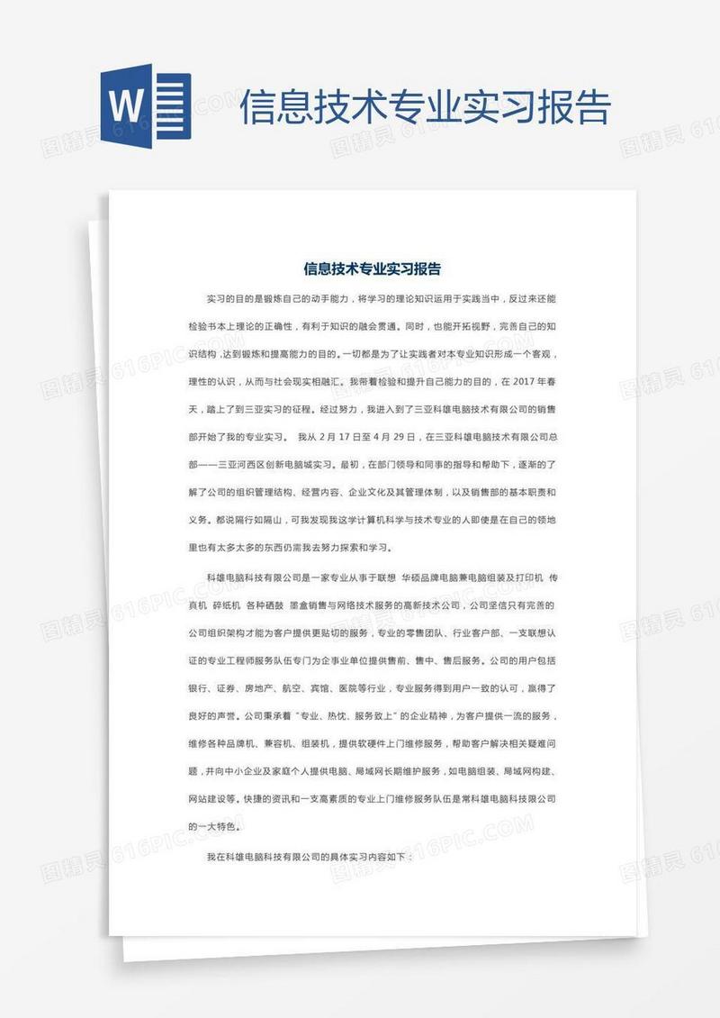 信息技术专业实习报告