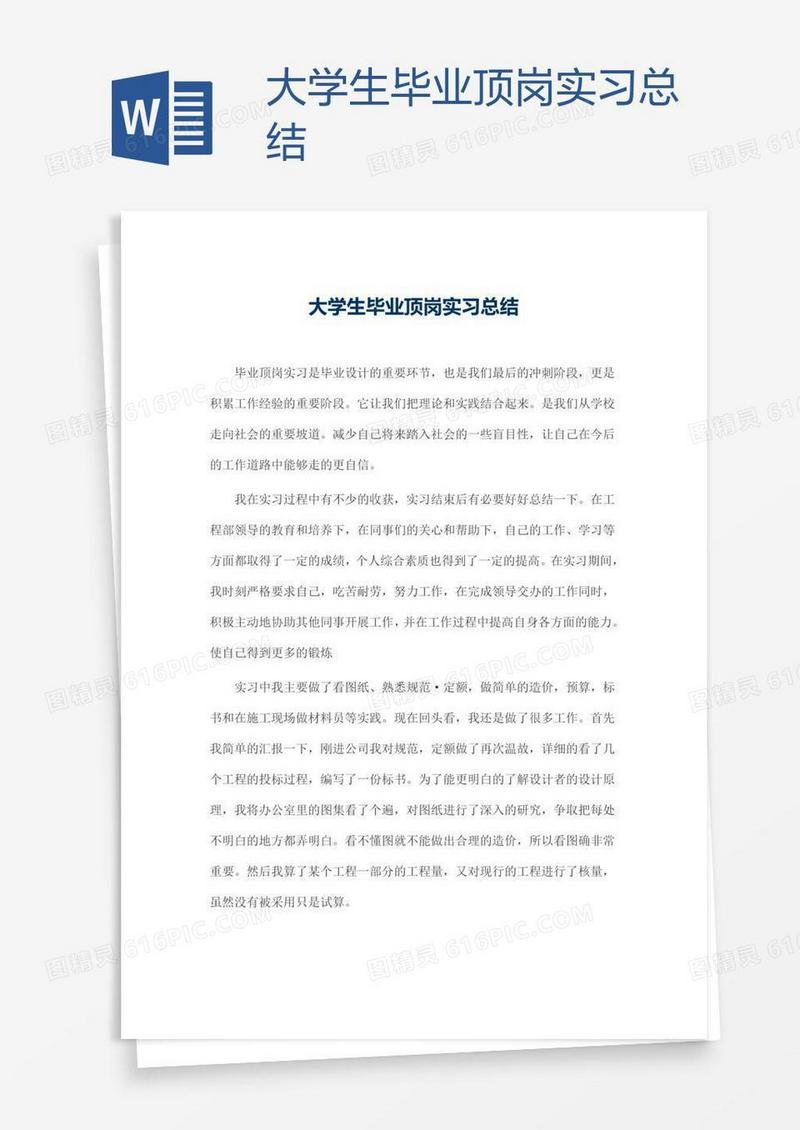大学生毕业顶岗实习总结