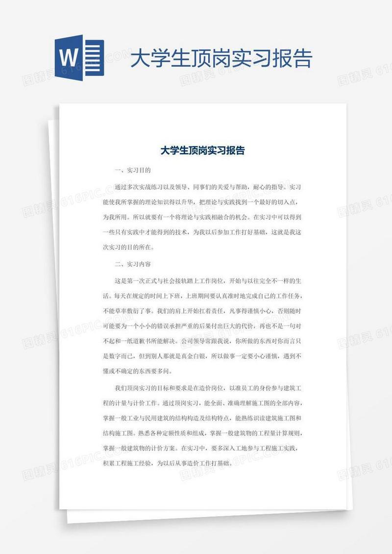 大学生顶岗实习报告