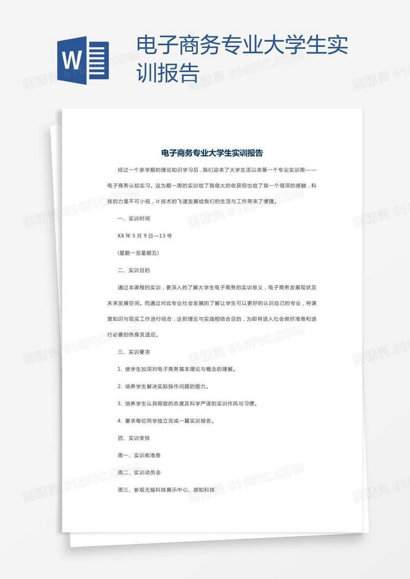 电子商务专业大学生实训报告