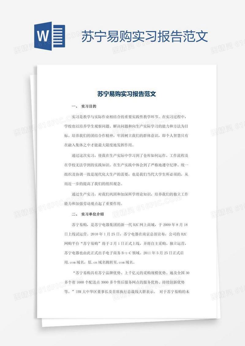 苏宁易购实习报告范文